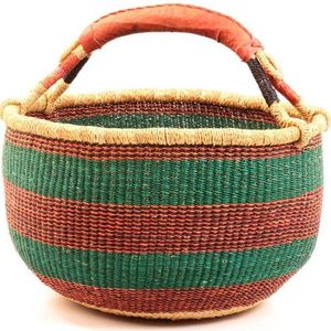 Panier de rangement en jonc de mer fait main, en fibres naturelles, écologique, vert et marron, pour linge sale, au meilleur prix - Product Image 1