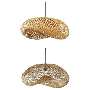 Abat-jour en bambou à bordure profilée pour luminaires de plafond, abat-jour en jute pour salons avec lampes en rotin - Product Image 2