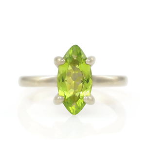 Women's 925 Sterling Silver <b>Peridot</b> Marquise Cut Gemstone Fine <b>Ring</b> Prong Setting Classic Style Fine Jewelry For Women's Gifting - Product Image 1