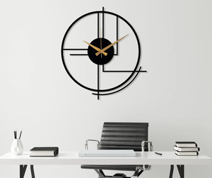 Grande horloge murale en noir et argent, finition pour décoration, vente en gros, - Product Image 5