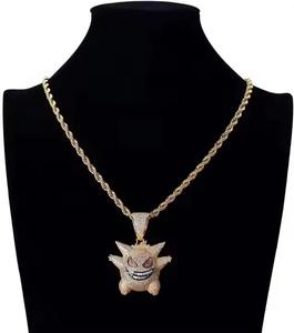 Micro-ensemble de pendentifs Hip Hop en zircon et diamant, motif dessin animé monstre fantôme, style gangster Bling Ginger - Product Image 1