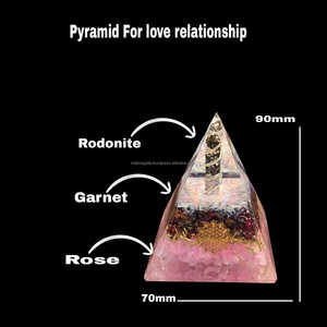 Nouvelle arrivée 2024 Orgone Pyramide Amour Rose Quartz Grenat Puces Rhodonite 90-70mm En Vrac Cristal Orgonite Pyramide - Product Image 2