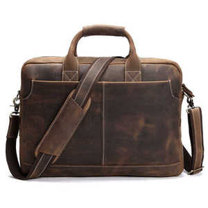 Distressed <b>Leather</b> <b>Briefcase</b> Rugged Vintage Executive Laptop Bag Multi Utility Work Carry Case with Smart Organizer Pockets - Product Image 2
