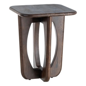Mesa de Centro Moderna de Madera Maciza con Pedestal, Mesa Auxiliar/Consola, Diseño Minimalista, Mueble Hecho a Mano para Sala de Estar, Acabado en Nogal Oscuro - Product Image 5