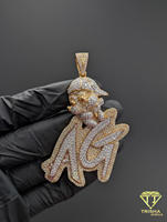 Collana Hip Hop Personalizzata con Nome AG in Moissanite, Gioiello Bling con Diamanti Cartoon, Regalo