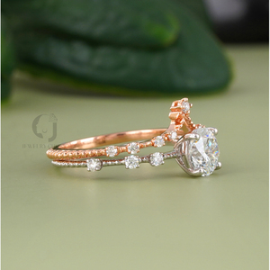 Anillo de Corona de Oro Blanco de 1.04 CT con Diamantes VVS-VS Cultivados en Laboratorio, Corte Brillante Redondo, para Boda, Oro Sólido de 14K - Product Image 2