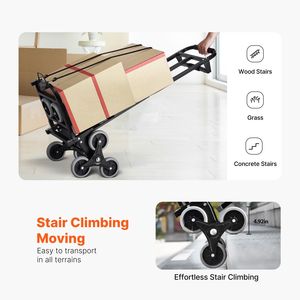 Carrello Saliscale Pieghevole per Carichi Pesanti da 208 kg (460 libbre) con 6 Ruote e Doppia Maniglia, Carriola in Ferro per Traslochi - Product Image 2