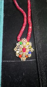 Collier de perles de rubis avec pendentif en or 14 carats, forme de fleur, pierres précieuses multicolores, bijoux fins faits à la main, coffret cadeau de luxe - Product Image 3