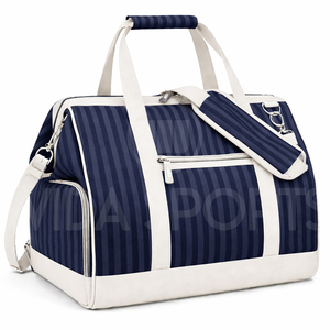 Custom Logo Zipper Fashion Duffel Bag Gym Travel & Sports Polyester Fabric PU <b>Leather</b> Trim Waterproof <b>Large</b> Capacity - Product Image 2