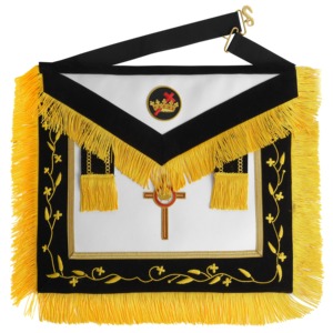 Tablier de commandant des Chevaliers Templiers noir avec franges dorées, Régalia maçonnique, Tablier de cérémonie de Commanderie - Product Image 1
