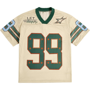 Camiseta de fútbol de malla con estampado personalizado, cuello en V, manga corta, roja y blanca, número 99, camiseta deportiva transpirable para hombres y adultos - Product Image 5