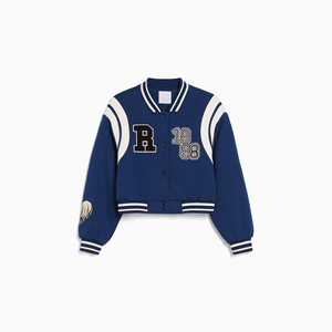 Chaqueta Bomber Corta Estilo Universitario para Mujer al por Mayor, Chaqueta Varsity Personalizada con Letras, Moda Urbana, Estilo Universitario, Fabricación OEM - Product Image 2