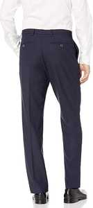 Pantalon droit à jambes larges, bleu uni, 100% coton, respirant, pantalon de bureau formel pour hommes. - Product Image 2
