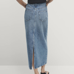Wholesale Fashion Women's New Design Vintage Classic Women Long Blue Jeans Skirt Women Denim Jean Skirts for Ladies - Product Image 3