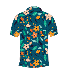 เสื้อโปโลผู้ชายพิมพ์ลายดอกไม้สีส้มเขียวขจีลำลองแขนสั้นแฟชั่นฤดูร้อน - Product Image 2
