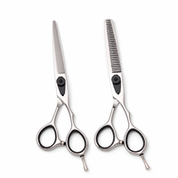 Ensemble professionnel de ciseaux de coiffure et d'éclaircissage en acier inoxydable rose doré avec poignées en plastique pour salon de coiffure