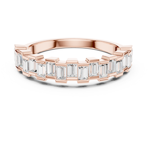 Anillo de Eternidad de Oro Rosa de Lujo con Corte Esmeralda para Mujer, Anillo Minimalista Apilable para Boda, Aniversario, Promesa, Regalo de Joyería - Product Image 2