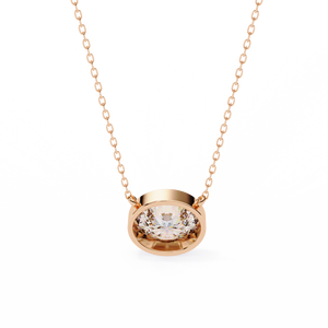 Colgante y Cadena con Diamante Ovalado Cultivado en Laboratorio D-E-F VVS-VS en Oro de 14K, Oro Rosa, Oro Blanco y Plata de Ley - Product Image 3