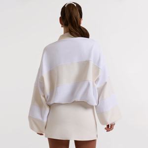 Custom Logo Turtleneck Winter Autumn Short Mid Weight 100%Cotton Oversize Sweatshirt for Women <b>Drop</b> Shoulder OEM High Neck Sweat - Product Image 3