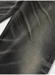 Jean en denim décontracté pour homme 2026HaiYao, coupe large, style streetwear hip-hop, délavé gris vintage, effet moustaches, coton, qualité supérieure, personnalisable OEM ODM - Product Image 3