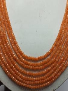 Collar de cuentas de jade naranja natural de alta calidad, facetadas en forma de rondel de 4 mm, color intenso, marca M.Y.GEMS, hecho en India. - Product Image 6