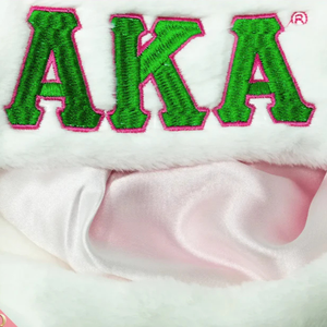 Gorro de Santa Claus de Lujo Verde, Rosa y Blanco con Letras Griegas Bordadas, Gorro de Fiesta Navideño de Felpa Suave para Mujer - Product Image 6
