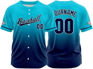Maillot de baseball personnalisé pour homme, manches courtes, sublimation dégradée jaune marine, polyester respirant, uniforme avec logo et numéros - Product Image 4