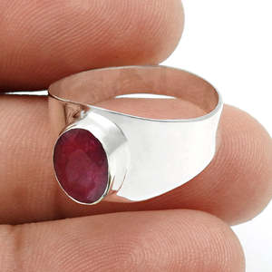 Root Chakra Natural Ruby Gemstone <b>Ring</b> Natural Oval Cut Gemstone 925 Sterling Silver Wide Band Pretty Bohemian <b>Statement</b> <b>Ring</b> - Product Image 4