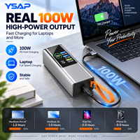 Batterie externe pour ordinateur portable en alliage d'aluminium 2-en-1 PD100W 20000 mAh avec affichage LED intelligent, compatible téléphones