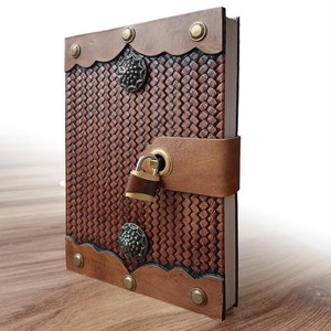 Handmade Genuine Leather Hardcover Journal Sewing 80 Sheets Antique Door Design <b>Lockable</b> <b>Diary</b> Perfect Gift for Men Women Lined - Product Image 2