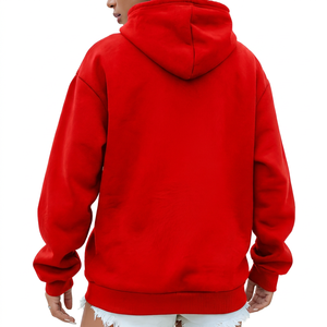 Sweat-shirt à capuche unisexe surdimensionné en molleton noir uni, coupe décontractée, tricoté, à manches longues - Product Image 3