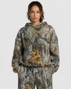 Sudadera con Capucha Extra Grande para Mujer, Diseño de Camuflaje con Líneas en Contraste, Felpa de Algodón Premium, Sudadera Informal Personalizada - Product Image 1