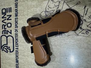 BRAND ZONE Equine Boots Patent Leather Horse Tendon Brushing Boots Splint Boots with 8MM Neoprean and Faux Fur <b>Equestrian</b> horse - Product Image 6