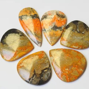 Quartz naturel Bumble Bee, cabochon poli lisse taille poire, forme fantaisie jaune sur une face, 20-40MM, pierre en vrac pour la fabrication de bijoux - Product Image 1