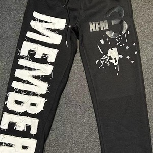 Members <b>3</b> Printed Cotton Sweatpants Unisex Drawstring Pants Red Black Green Gray Anti-Pilling Design - Product Image 3