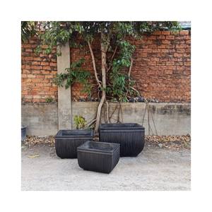 Juego de 3 jardineras decorativas de hormigón para exteriores grises/negras/blancas para terrazas de jardín y exhibición de flores y plantas para el hogar - Product Image 2