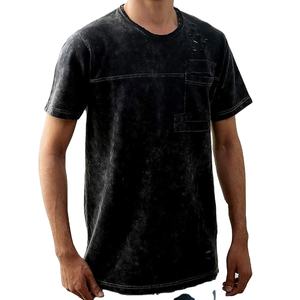 Venta al por mayor de gran tamaño lavado con ácido ropa de hombre de alta calidad recortada camisetas de talla grande Impresión logotipo personalizado algodón Hombre camiseta - Product Image 1