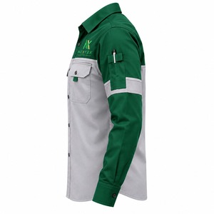 Ropa de Trabajo para Hombre, Camisa de Trabajo Verde Grisácea, Transpirable, Manga Larga, Uniforme de Seguridad, Bolsillos Reflectantes - Product Image 2