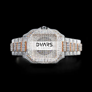 Moissanite Diamond Quartz Movement Unisex Wrist Watch 42mm Pointer Dial Stainless Steel Band Iced Out Hip Hop Style - Product Image 1