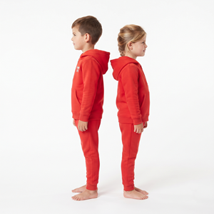 Conjunto Deportivo de Sudadera con Capucha y Pantalones de Chándal de Algodón Suave, Color Rojo Sólido, Ropa Casual con Capucha para Niños - Product Image 4