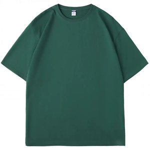 T-shirt Homme Oversize Noir Col Rond Manches Courtes 100% Coton Coupe Décontractée Jersey Couleur Unie Design Simple - Product Image 3
