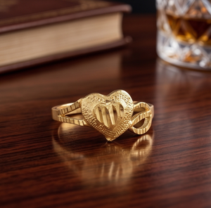 DIVYORO MEN'S CLASSIC แหวนรูปหัวใจเคลือบทอง 22K - Product Image 4
