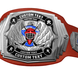 Cinturón de Campeonato Deportivo con Correa Roja, Alas y Placa Plateada para Trofeos y Premios Personalizados - Product Image 2