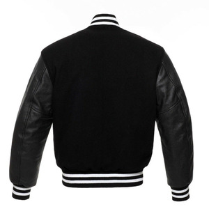 OEM Wholesale Unisex Hooded Varsity Jacket Custom Color <b>Block</b> Cartoon Patchwork Stand Collar Front Logo Zip Button Closure - Product Image 2
