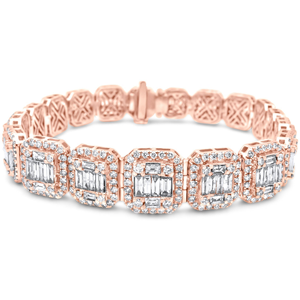 Luxury Rose <b>Gold</b> 10K <b>Solid</b> <b>Gold</b> Brilliant Cut Setting IGI Certified Hip Hop Unisex Cuban Chain Link Diamond Bracelet Wedding - Product Image 1