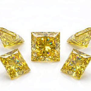 RCK Global Wholesale Diamant de laboratoire CVD synthétique 7,25 mm, taille princesse, jaune vif fantaisie, 2 carats, VS1, excellente qualité, solitaire carré non monté - Product Image 1