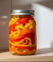 Pimientos en salmuera, sabor salado, verduras en conserva, recipiente de vidrio para almacenamiento, fabricante OEM de marca privada, en rodajas, 2 años de duración