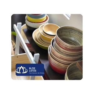 [BEST SELLING] Bol en bambou roulé Blue Lotus éco-responsable, style zen asiatique, pour salade, riz, nouilles, soupe, usage quotidien, export Vietnam - Product Image 1