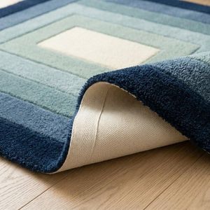 Tapis géométrique moderne à rayures, rectangulaire, en laine, fait main, tufté, avec envers antidérapant en latex, poils moyens de 12 mm, pour chambre à coucher - Product Image 3