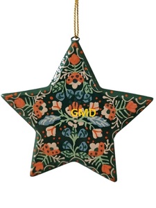 Ornement d'arbre de Noël en forme d'étoile peinte à la main, décoration suspendue traditionnelle en forme d'étoile peinte à la main - Product Image 4